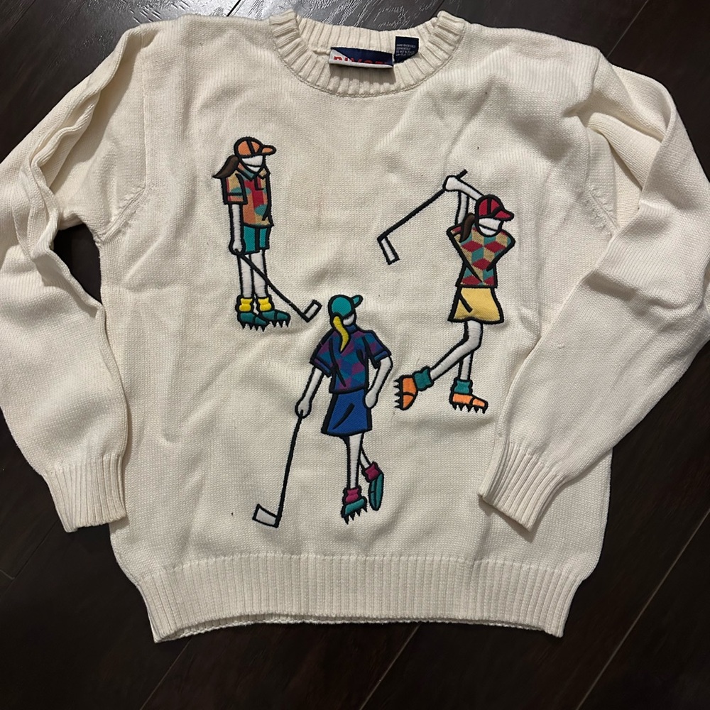 Vintage Pivot Sportswear Cream Golf Sweater Small